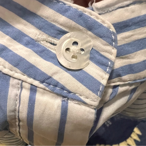 Monse Blue and White Cotton Sleeveless Mixed Stripe Shirt Button Down Size 0 - Picture 13 of 16